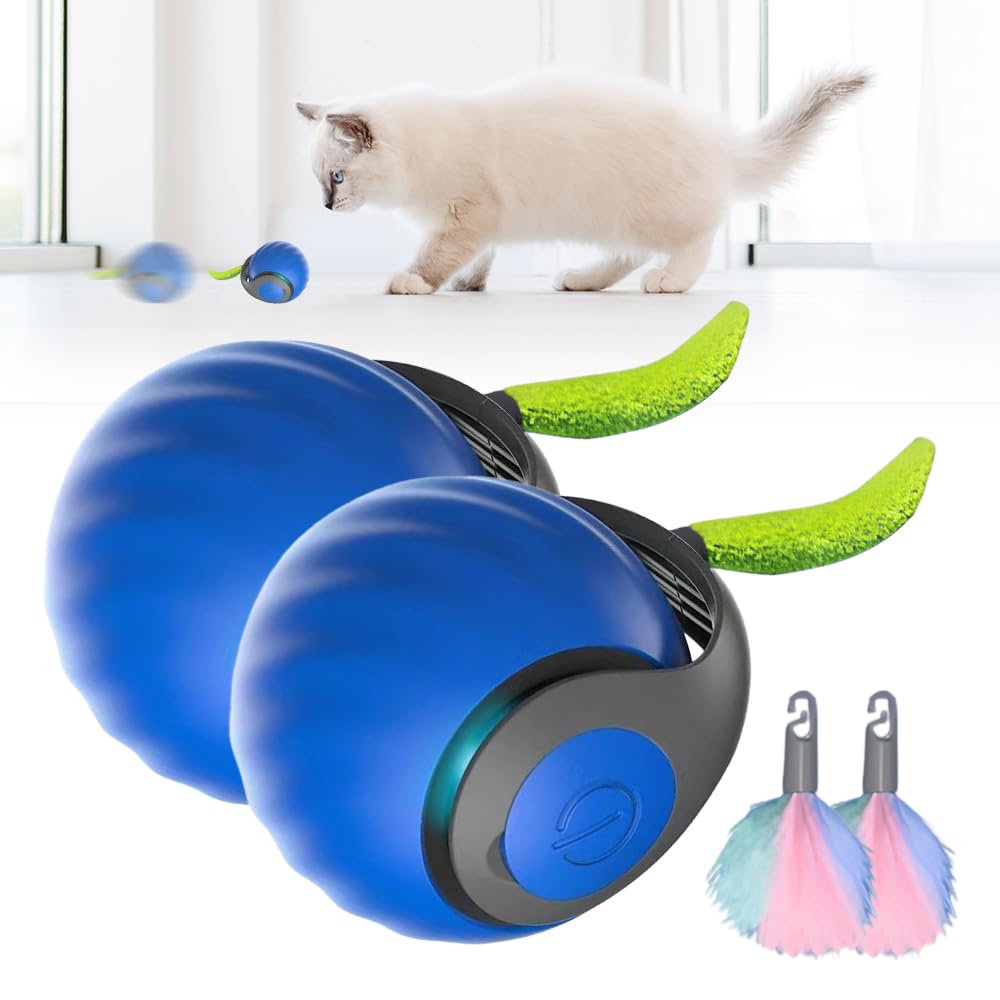 2025 New Interactive Cat Smart Ball Toy - 360° Automatic Rolling for Large and Small Cats, Rechargeable Irregular Moving Pet Ball (Blue*2) — image 1