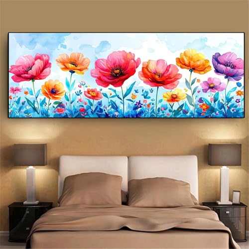 Peinture Diamant Point de Croix Kit Complet Fleur | Broderie Strass Cristal 70x140cm L465