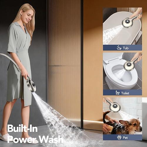 Rain Shower head with Handheld Combo, High Pressure Magnetic Showerhead Set - image 4