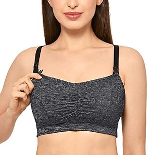 Gratlin Women's Wirefree Padded Sports Maternity Racerback Support Nursing Sports Bra Heather Grey