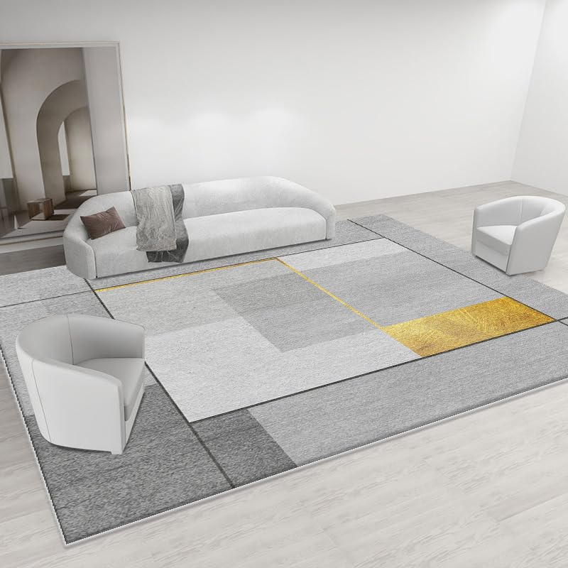 Tapis de salon antidérapant et doux contre les sols froids gris