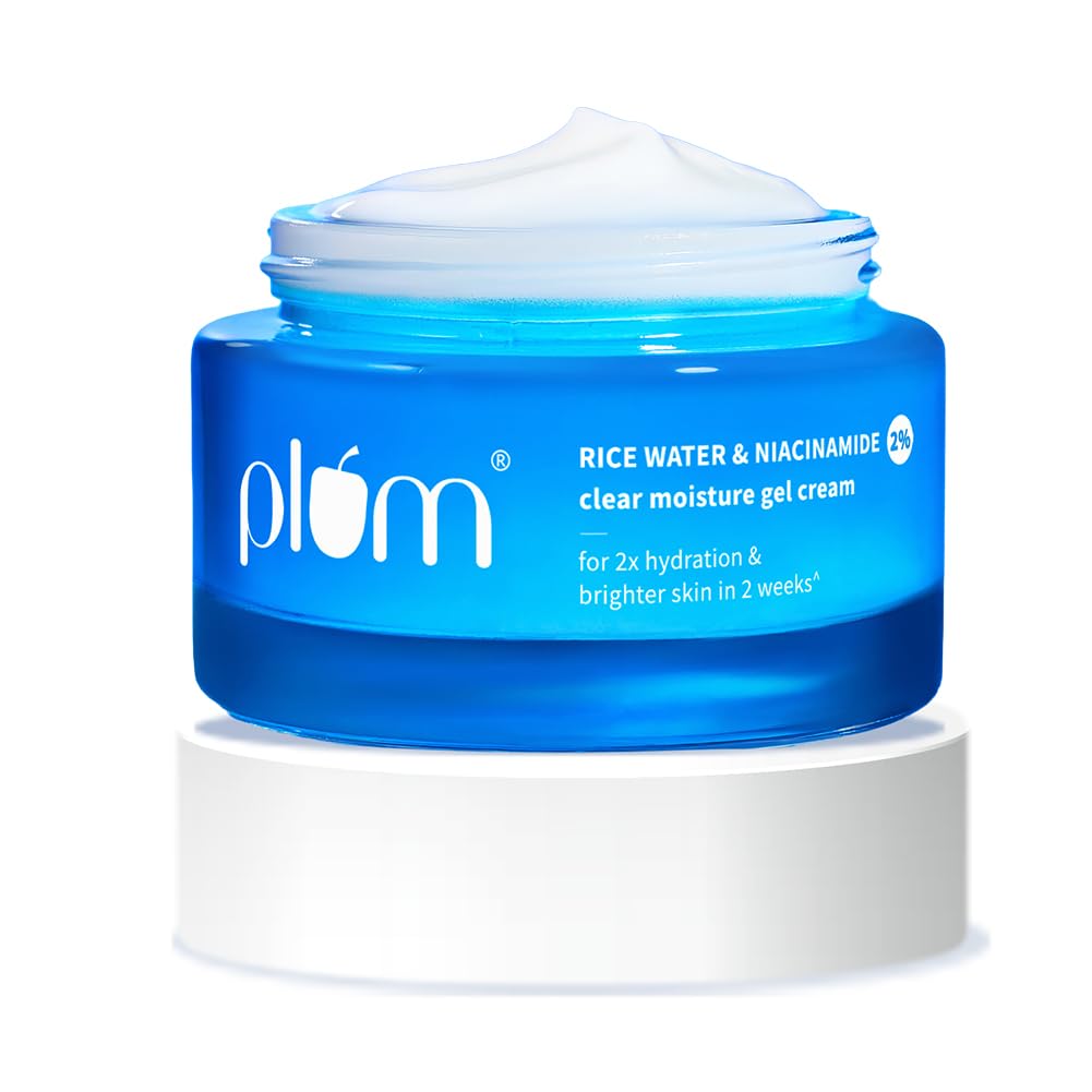 Plum thinkDERMA 2% Niacinamide & Rice Water Clear Moisture Gel Cream | Fades Blemishes & Brightens Skin | with 3% MatmarineTM for Oil Control | Lightweight & Non-sticky | 100% Vegan | 50g by Glowrity