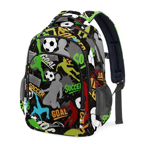 Soccer Backpack for Kids,School Bookbag Large Capacity Adjustable Bookbag Durable Lighting Multi Pockets School Bag Daypack Travel (Soccer-2)