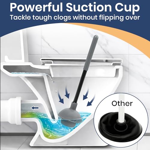 Image of Toilet Bowl Brush and Plunger Set with Toilet Cleaner Brushes and Heavy Duty Plunger Long Handle for Essential Bathroom Scrubber Cleaning