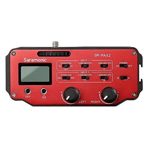 Saramonic SR-PAX2 Audio Mixer Adapter Preamplifier Two XLR and Two 3.5mm Jack Interface for DSLR & Mirrorless & Blackmagic Design Pocket Cinema Cameras Audio Recording