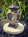  Farol para cementerio (incluye vela), diseño de corazón, color negro