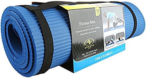 Athletic Works Fitness Mat 10 mm Extra Thick Yoga Exercise Mat with Carry Strap