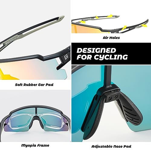 Image of ROCKBROS Photochromic Sports Sunglasses Professional Anti Fog - UV400 Goggles with Myopia Frame for Running Cycling Fishing