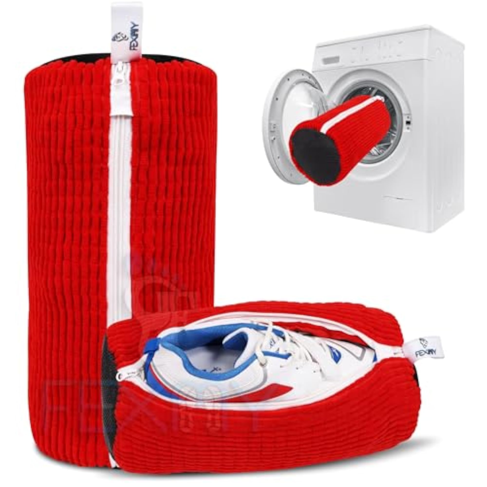 Shoe Washing Bag with Invisible Zipper, Red
