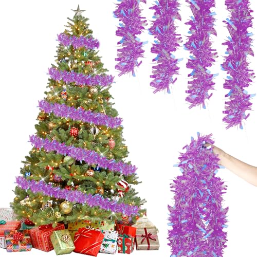 4 Stück x 2M Weihnachten Lametta Girlande, Lametta Girlande...