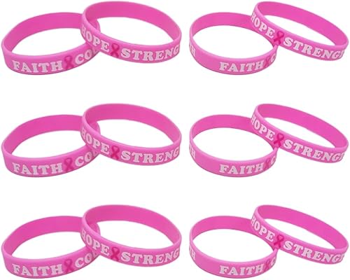 Miniatura 4 de AOGU Pulseras de goma con cinta rosa para concientización sobre el cáncer de mama para apoyo y cuidado unisex para mujeres