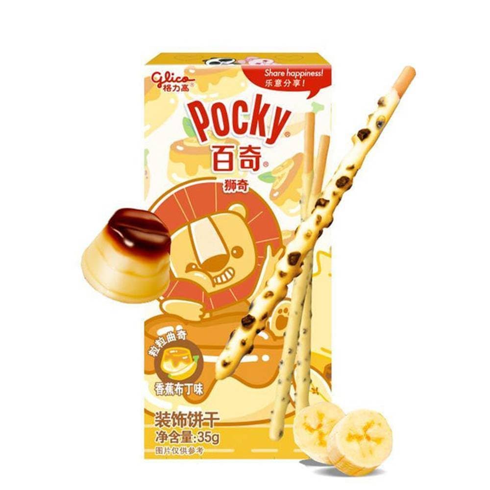 Pocky Glico • Gusto Budino e Banana • Confezione 35 Grammi • Tea Soul