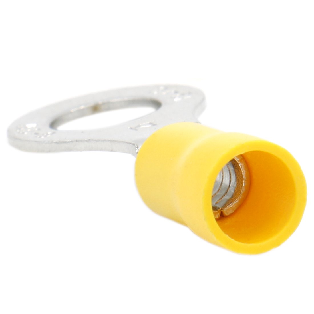 Heschen Zaciskarka pierścieniowa Złącza zaciskowe izolowane winylowe złącze elektryczne RV5,5-8 Rozmiar sztyftu 5/16" dla 4-6 mm² (12-10 AWG) Żółty 100 sztuk