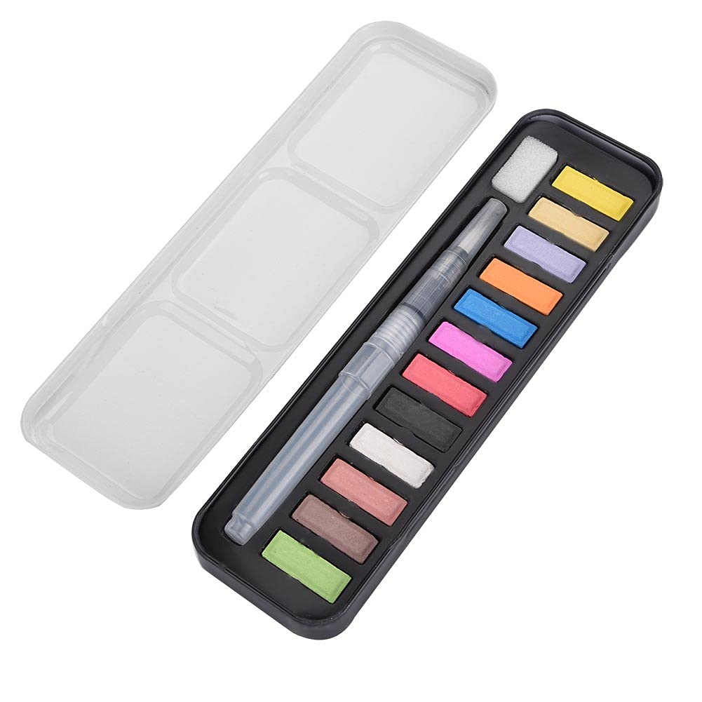 Portable Watercolor Paint Set, Solid Watercolor Paint, Scrapbook Coloring, Journal, Lettering, Stamps, Projects, Paper Crafts,(12 colors)
