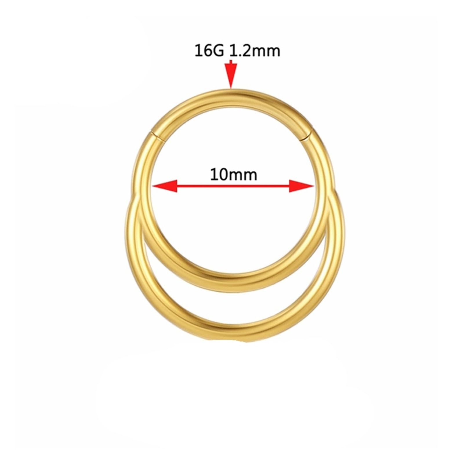 10 sztuk prawdziwy kolczyk do nosa F136 Piercing tytanowy przegroda ucha obręcze Daith Tragus chrząstka helisa okrągły kolczyk biżuteria do ciała(1.2x10mm,5Gold 5Gold CZ)