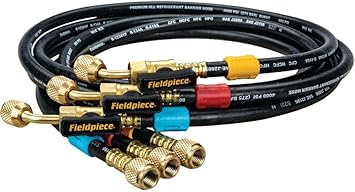 Fieldpiece HR3B Ball Valve Refrigerant Hose Set (3) with Color Tags - 1/4" x 1/4" (5')