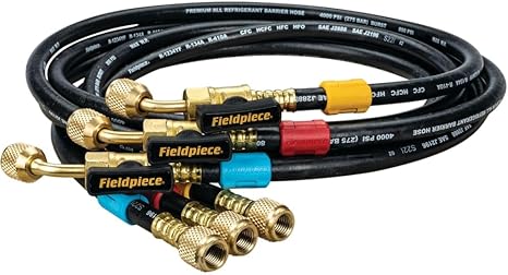 Fieldpiece HR3B Ball Valve Refrigerant Hose Set (3) with Color Tags - 1/4" x 1/4" (5')