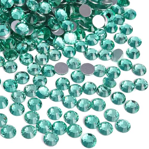 Image of 2880pcs Glass Flatback Rhinestones for Nail Art Crafts, Multi-Size Round Crystal Gems for DIY Decoration 2-4.8mm SS6-20 Mint
