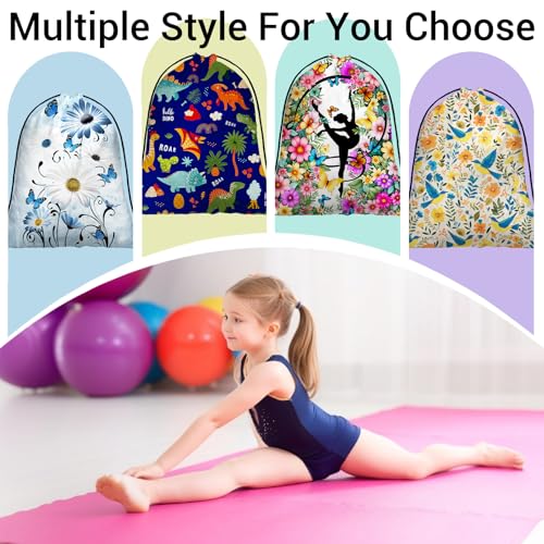 Image of Cartoon Dinosaur Gymnastics Grip Bag Navy Blue Portable Drawstring Storage Pouch Bag Party Favor