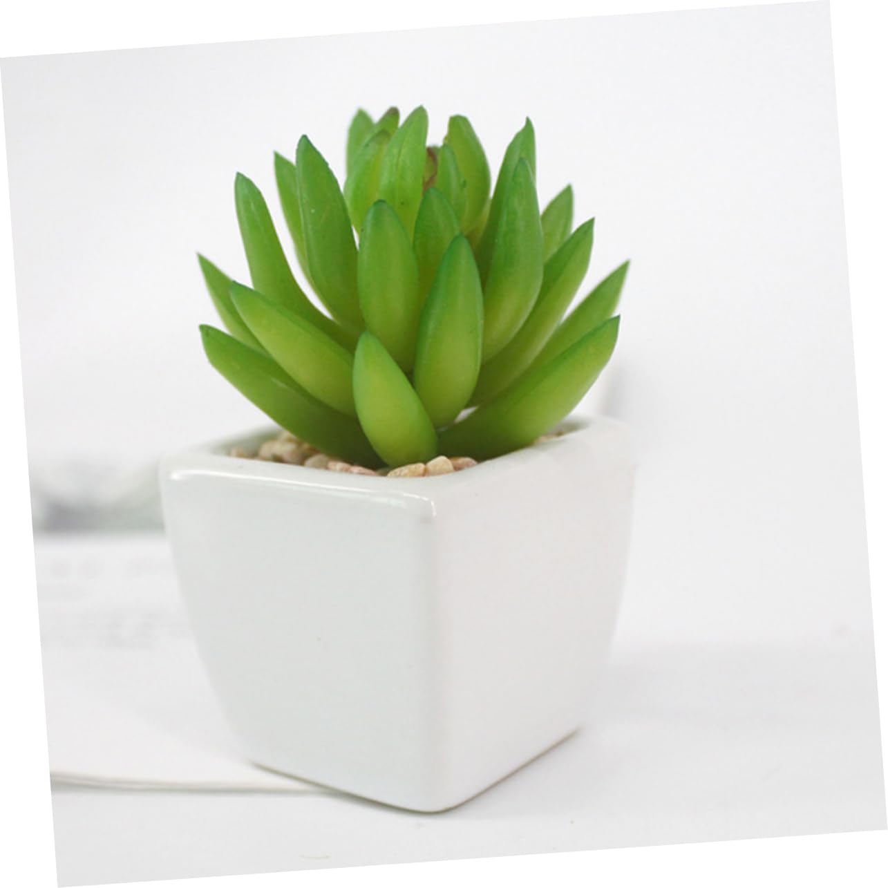 PRETYZOOM Set de Mini Succulentes Artificielles en Pot Céramique Blanche Lot de 6 sans Arrosage Décoration Naturelle pour Rebord de Fenêtre et Bureau