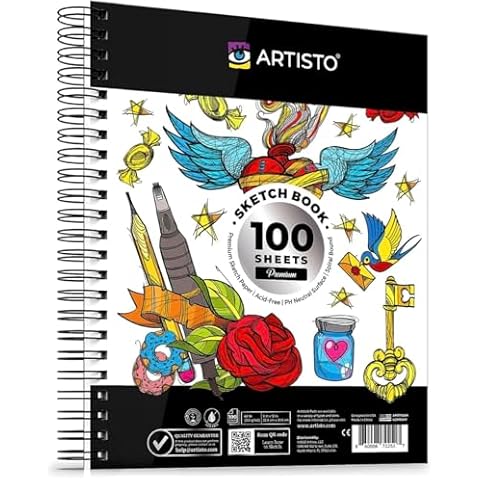 Artisto 9x12 Premium Sketch Book Set, Spiral Bound, 100 Sheets (100g/m2), Acid-Free Drawing Paper, Ideal for Kids, Teens & Adults (Set of 1) Cover