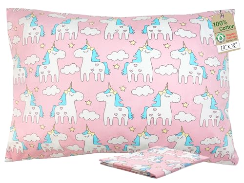 ZPECC Toddler Pillow with Pillowcase - 13x18 Organic Cotton Hypoallergenic Kids Pillow, Baby Essentials for Travel Crib Daycare Stroller (Intended for...