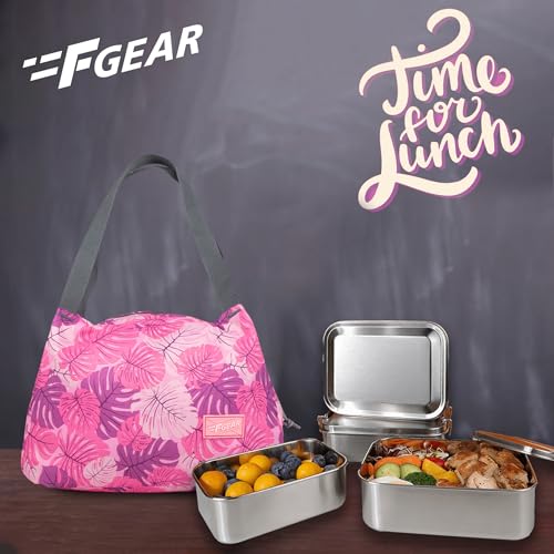 Image of F Gear Tidbit Lunch Bag Padded Insulated Hot Cold Travel Tiffin Bag Food Storage Bag for Work, Students, Office, Picnic, College & School Lunch Bag for Girls Boys Men Women (Pink)