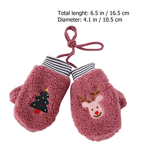 KESYOO Luva de Natal Infantil Com Tira de LÃ£ Desenho Animado Natal Ãrvore Alce Luvas de Dedo Comple