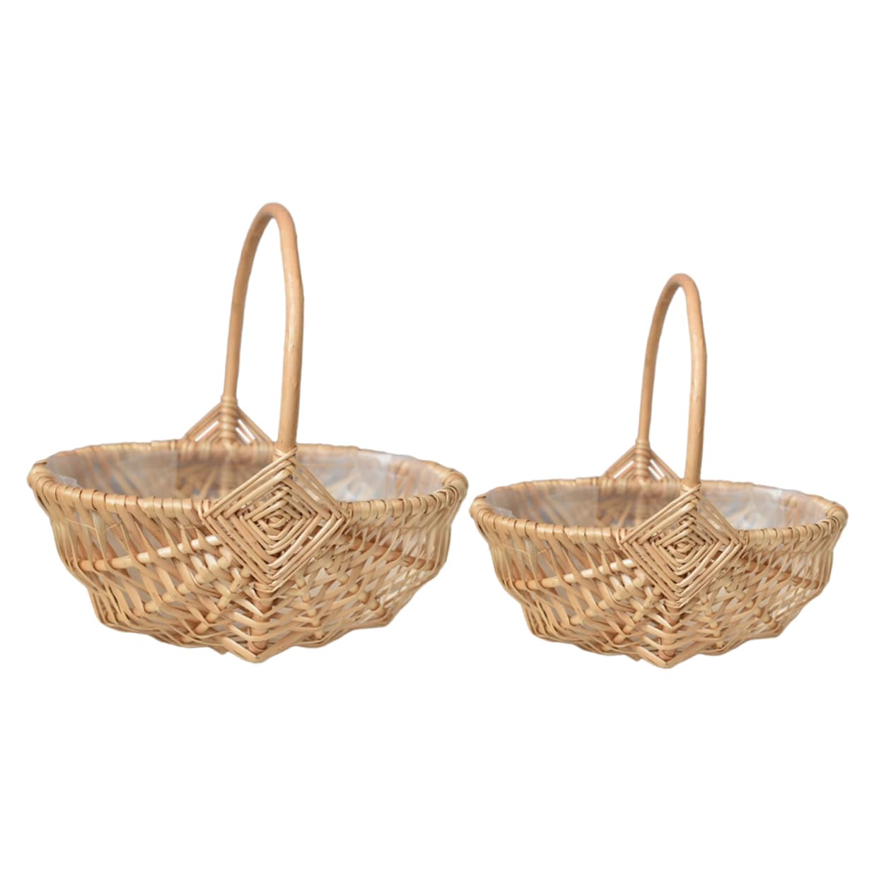 2stücke Teiliges Handgewebtes Blumenkorb Henkel Tragbar Und Leicht Natürlicher Rattan Flechtkorb Für Hochzeiten Blumenarrangements Als Geschenk Oder Deko Im Landhausstil Geeignet