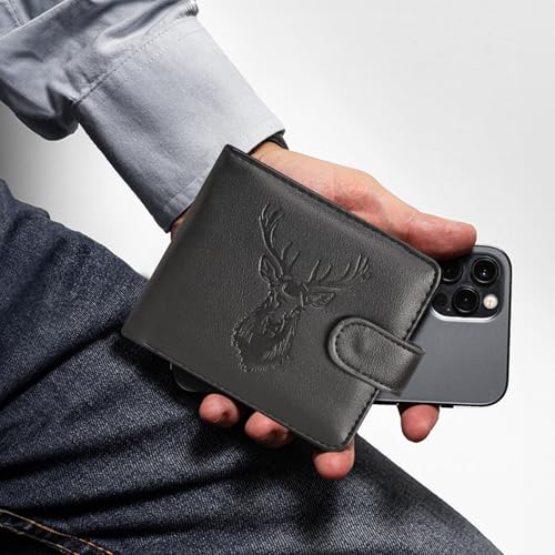 Durable PU Leather Bifold Wallet for Men – Stylish RFID Blocking with 2 Fold-Out ID Windows, Zippered Bill Compartment & Multi Card Slots – Slim Travel Wallet4