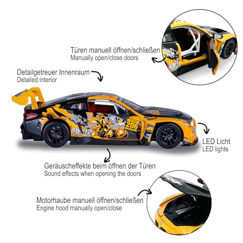 JAMARA 402627 BMW M4 GT3 Diecast 1:24 inkl. Knopfzellen - Modellauto Spielzeug, Kinder Car, Model Miniatur Fahrzeuge, Geschenkidee f&uuml;r Kinder, T&uuml;ren Manuell &ouml;ffnen/schlie&szlig;en