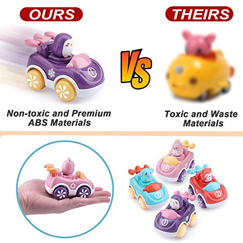 Amy&Benton Toy Cars for Baby Push and Go Cars for Toddlers Cartoon Friction Powered Toys Cars for Age 3 - Thumbnail 4