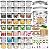 Mcupper 4 oz Glass Mason Jars with Airtight Silver Lids and Bands, 40-Pack with Stickers, Tags & Twines, Mini Canning Jars for Jams, Honey, Spices, Dried Snacks, DIY Crafts, Wedding Favors