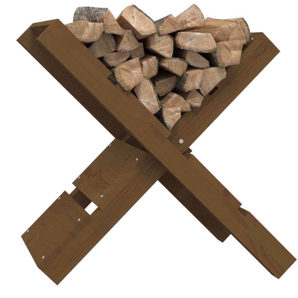 Kaminholzregal Honigbraun 47 x 39,5 x 48 cm massiv Kiefernholz, Brennholzstapel Hilfe für Ofen Kamin, Lagerung für Wohnzimmer Garten Outdoor