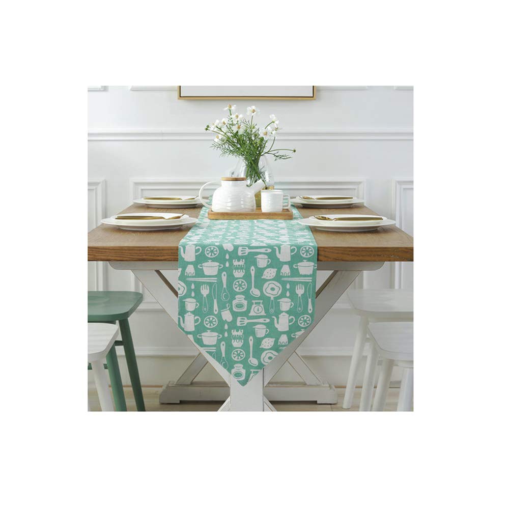 Chemin de table vert BaronHong coton 32x200cm pour un decor chic