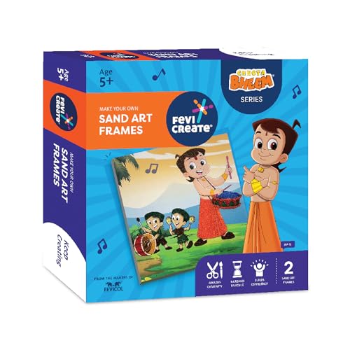 Chhota Bheem Chhutki Sand Kit | All-in-one DIY Craft Kit | Make 2 picture frames with Sand Packets | Birthday Gift | Screen-Free Learning | By Fevicol