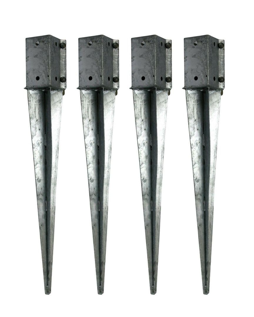 Swiftpost4 x Fence Post Holder 100mm Drive Down Spike Clamp Grip Galvanised for 100mm x 100mm posts, 750mm Spike (4" x 30")