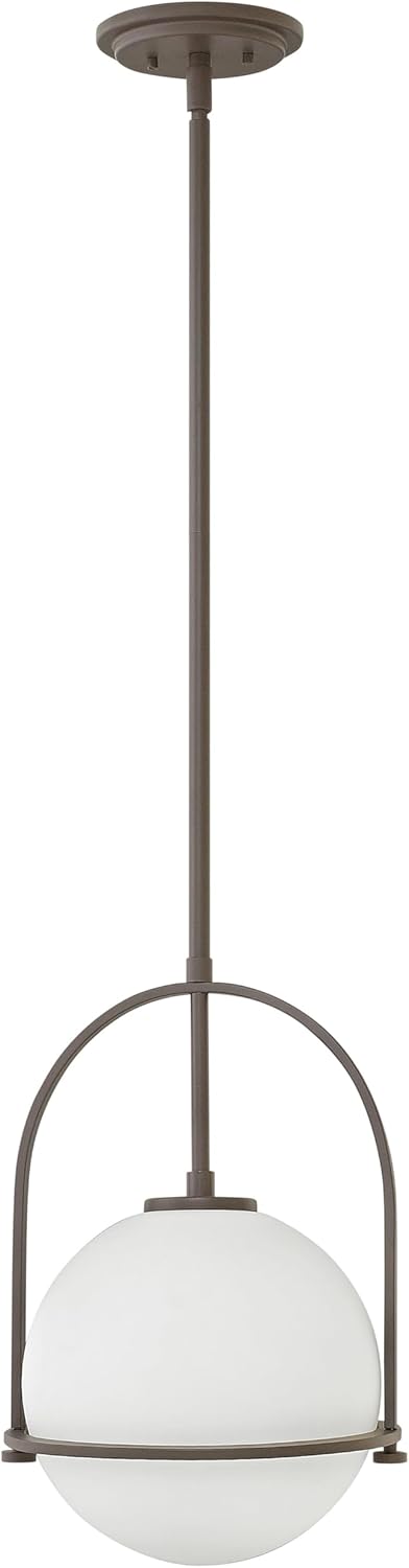 Hinkley Somerset 3407KZ Small Pendant Light, Adjustable Height, for Even or Sloped Ceilings, Etched Opal Globe, Vintage Chic, Buckeye Bronze