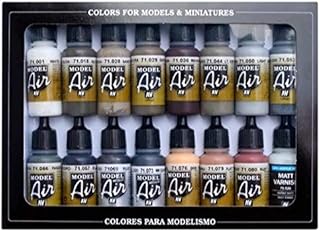 Vallejo Model Air Weathering Acrylic Paint Set for Air Brush - Assorted Colours (Pack of 16),17 ml (Pack of 16)