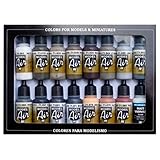 Botella cuentagotas de 17 ml Vallejo Building Set - Set de pintura acrílica (16 unidades), multicolor