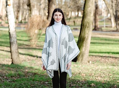 SAOL 100% Egyptian Cotton Scottish Thistle Shawl Ruana for Ladies, One Size Shawl, Made in Ireland3