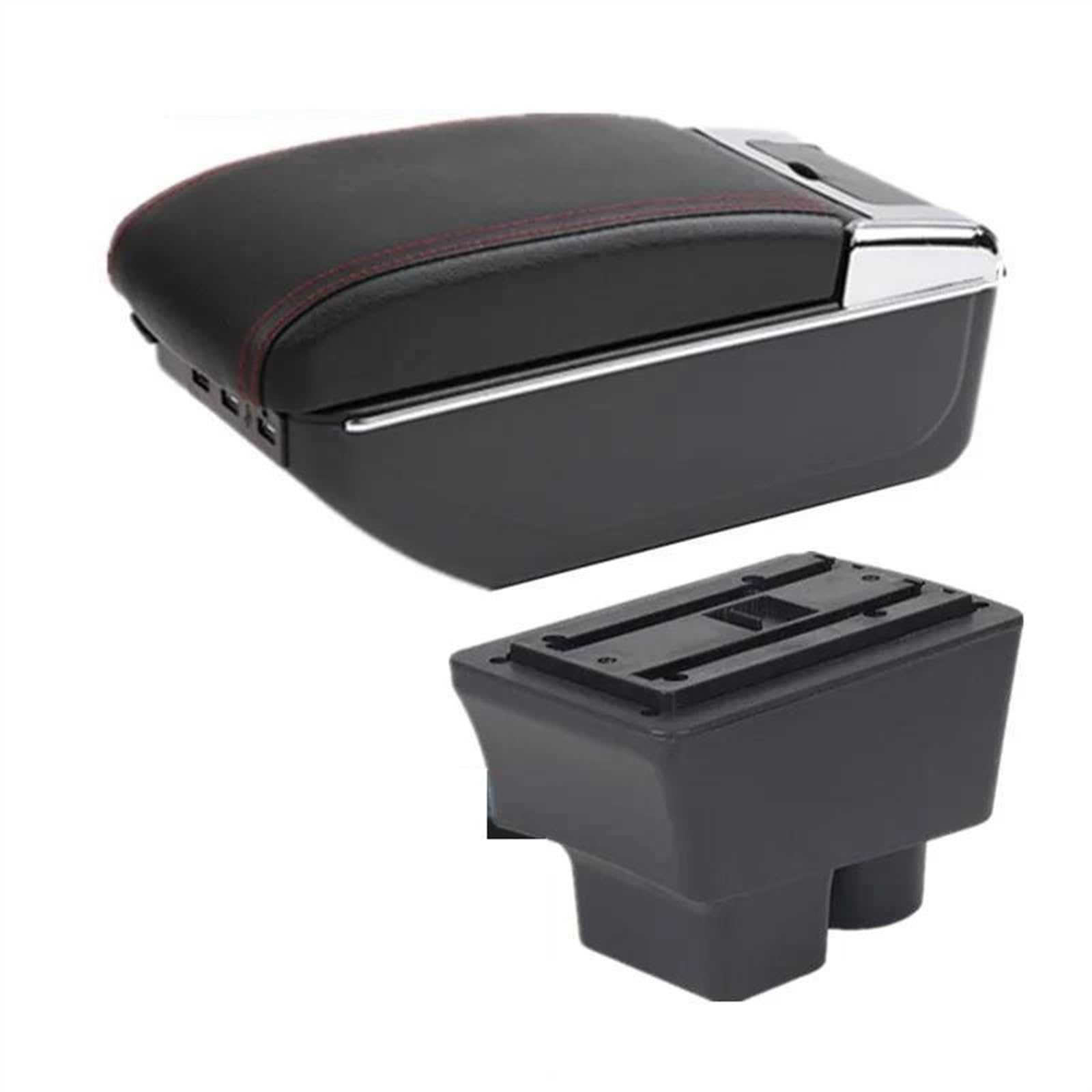 NOHEEU Car Armrest Special Storage Box Modification Parts For Fabia 2 2008 2009 2010 2011 2012 2013 2014(D1 style red line)