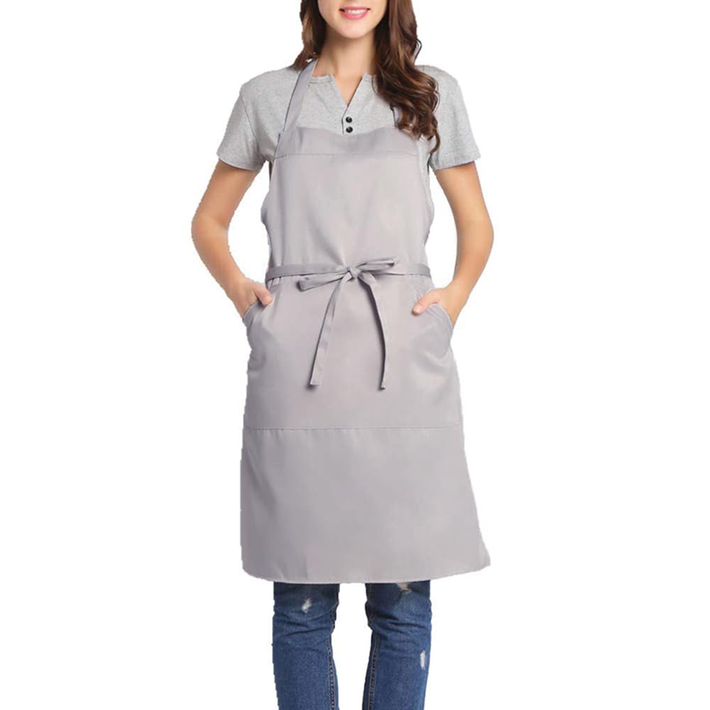 BIGHAS Adjustable Bib Apron with Long Ties for Women Men 18 Colors Chef Kitchen Cooking