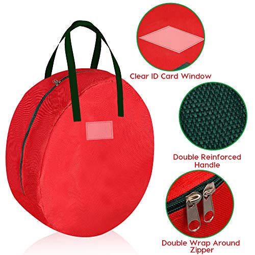 D-Fantix Christmas Wreath Storage Container 30 Inch Large Xmas Wreath Storage Bag With Handle Double Zipper 600D Oxford Decorative Wreath Holders For Garlands,Decorations And Ornaments #TOP2