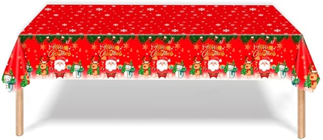 ZNDFTW Christmas Table Cloth, 274 x 137 CM Xmas Table Cloth, Large Rectangular Christmas Tablecloth for Indoor Outdoor Holiday Table Decorations