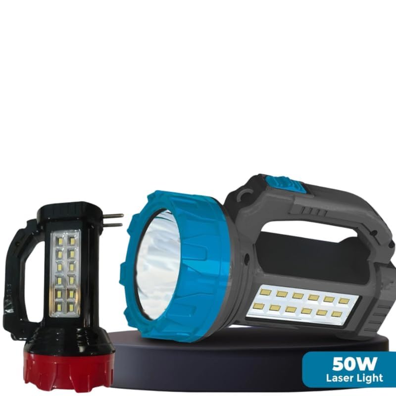Elevea 𝟏𝟓 𝐘𝐄𝐀𝐑𝐒 𝐖𝐀𝐑𝐑𝐀𝐍𝐓𝐘 50W Rechargeable Torch with 12 SMD Lights, Ultra-Bright LED Flashlight with Sliding Plug, Fast Charging, Durable Light for Camping, Hiking and Emergencies.-picture-20