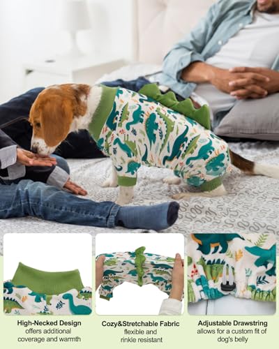 image for CuteBone Dinosaur Costume Dog Pajamas, Stretchy Spandex Crystal Velvet