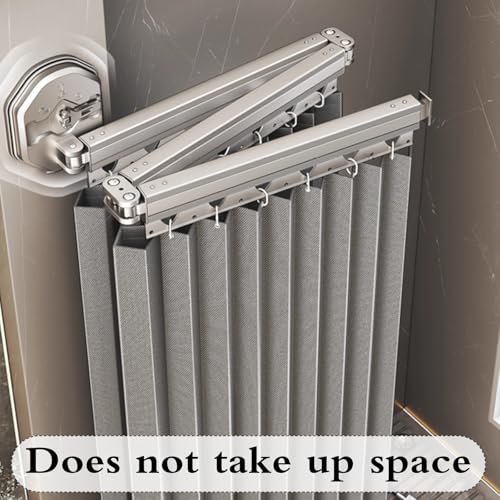 Barre de douche pliable à ventouses NoDrill pour buanderie