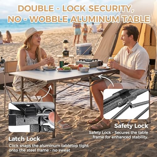 KingCamp Portable Aluminum Camping Table - 53.5" Foldable Roll Up Heavy Duty Seamless Top for Outdoor BBQ, Hunting, and Picnics - Image 6