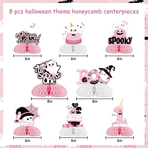 Kreatwow Halloween Honeycomb Centerpieces Pink Halloween 1st Birthday Table Decorations for Girls Baby Shower The Spooky One Girl Party Ghost Spooky Honeycomb Pumpkin First Boo Day Table Toppers - image 6